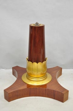 Vintage French Regency Style Mahogany & Gold Gilt Plume Table Pedestal Base (A)