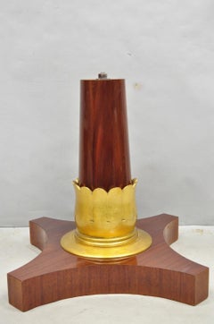 Vintage French Regency Style Mahogany & Gold Gilt Plume Table Pedestal Base (B)