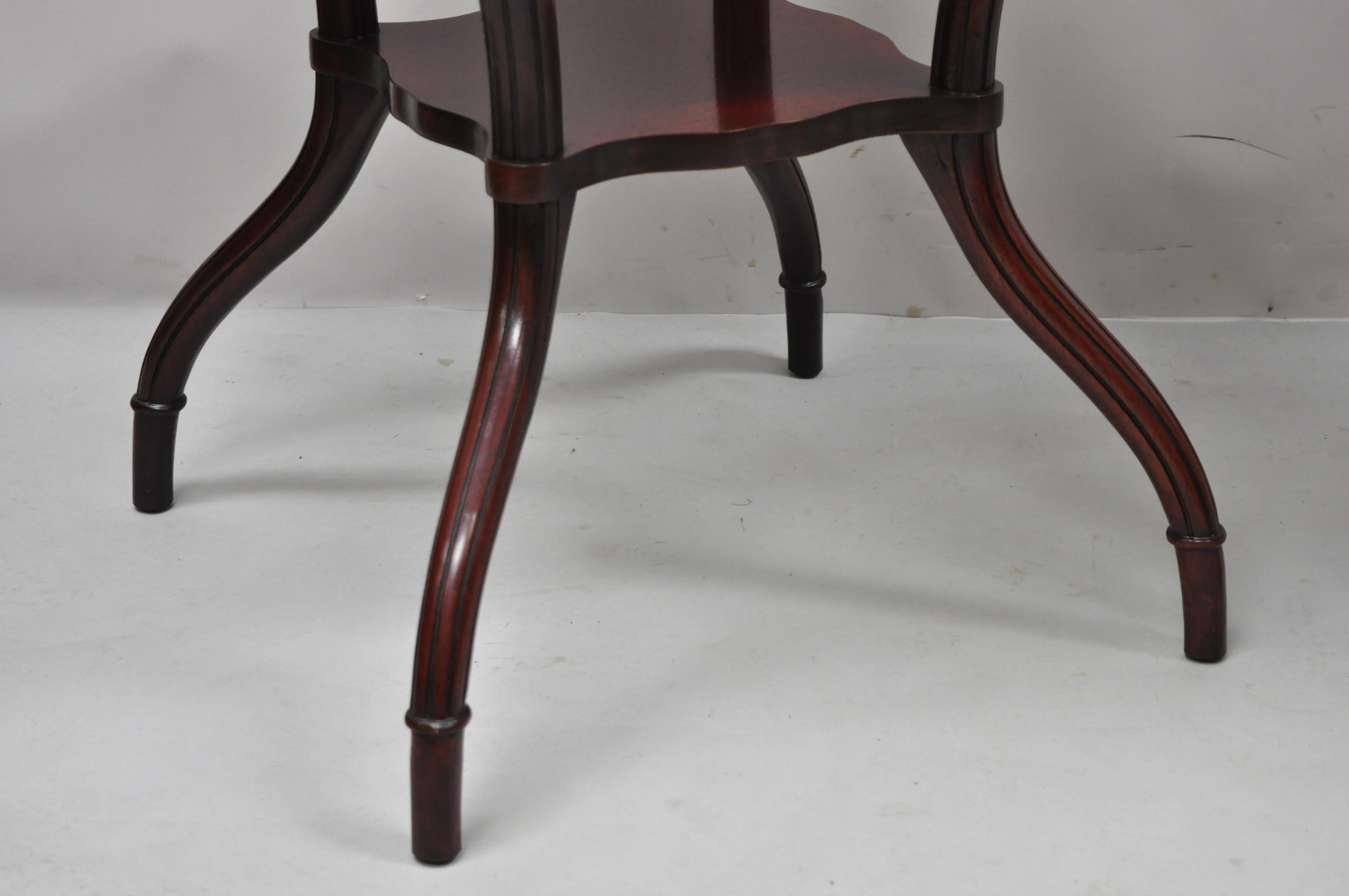 20th Century Vintage French Regency Style Red Leather Top Mahogany Lamp End Tables, a Pair For Sale