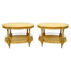 Vintage Französisch Regency-Stil zwei Tier Obstholz Lampe End Tables - ein Paar