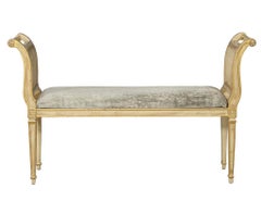 Vintage French Regency Upholstered Cane Bench