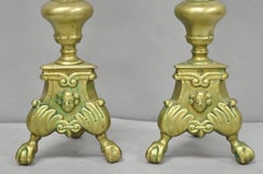Vintage French Renaissance Brass Figural Candlestick Pricket Candleholder a Pair
