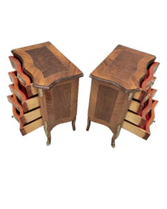 Vintage French Renaissance Revival Flared Legs Side Cabinets - Pair