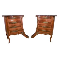 Vintage French Renaissance Revival Flared Legs Side Cabinets - Pair Vintage French Renaissance Revival Flared Legs Side Cabinets - Pair