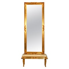 Miroir de style néo-renaissance française en bois doré par Olson