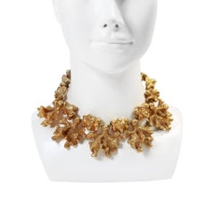 Vintage French Resin Anemone Link Necklace, Circa 1970s Couture