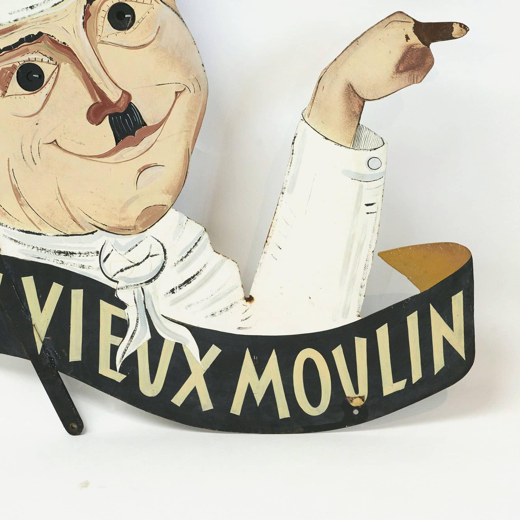 20th Century Vintage French Restaurant Sign, Painted Metal, France, C. 1920 For Sale