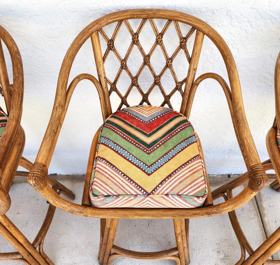 Vintage French Retro Barstools Bamboo Swivel 5