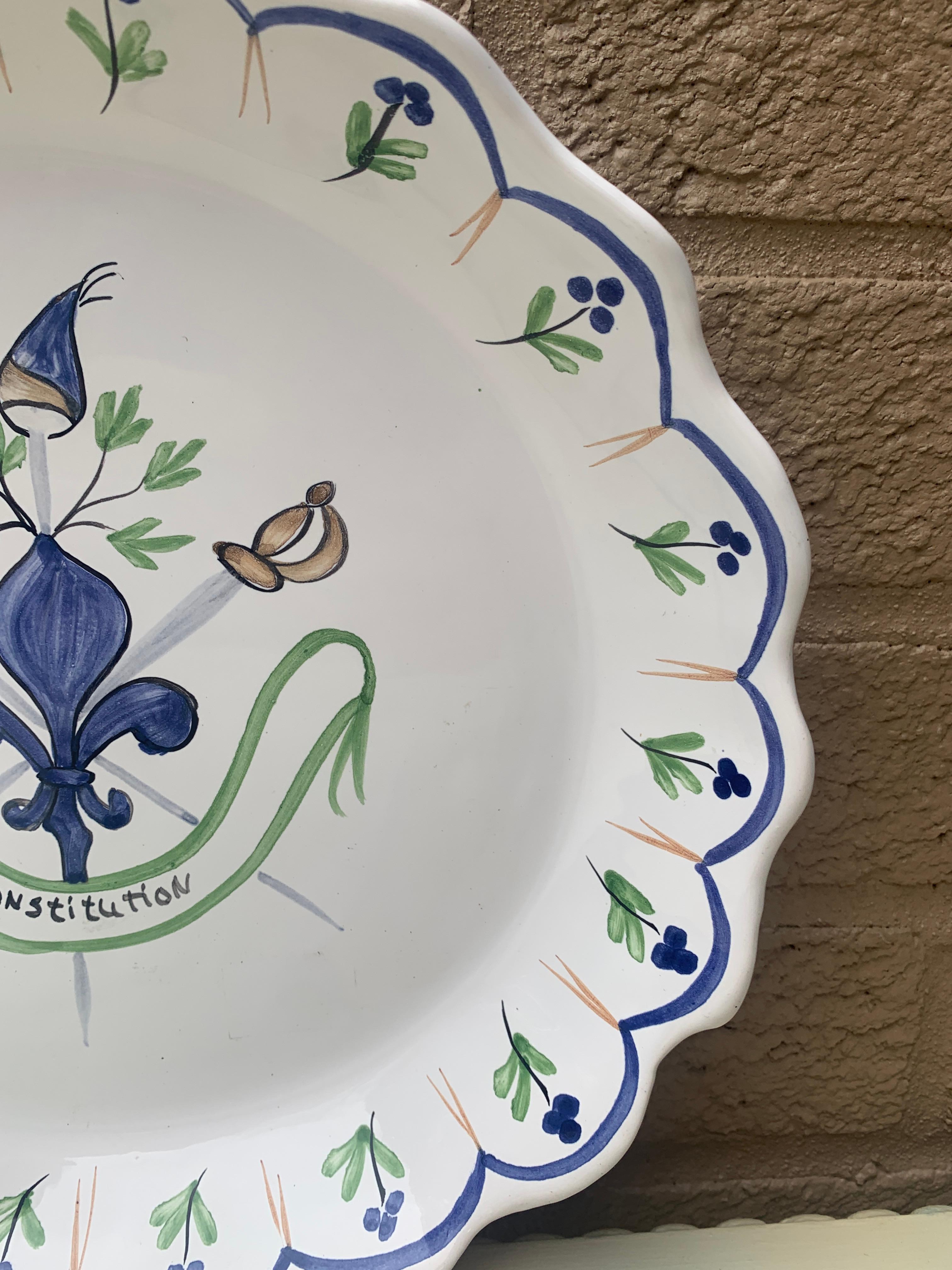 Vintage French Revolution Faience Scalloped Edge Plate by Casafina For Sale 2