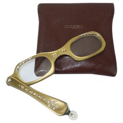 Vintage French Rhinestone Encrusted Lorgnette Reader Glasses
