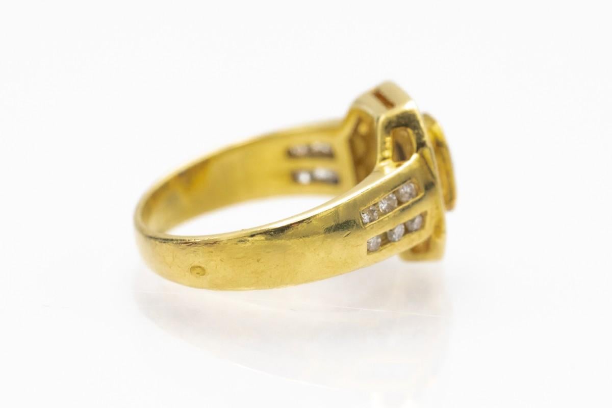Women's or Men's Vintage French ring with natural sapphire and diamonds For Sale