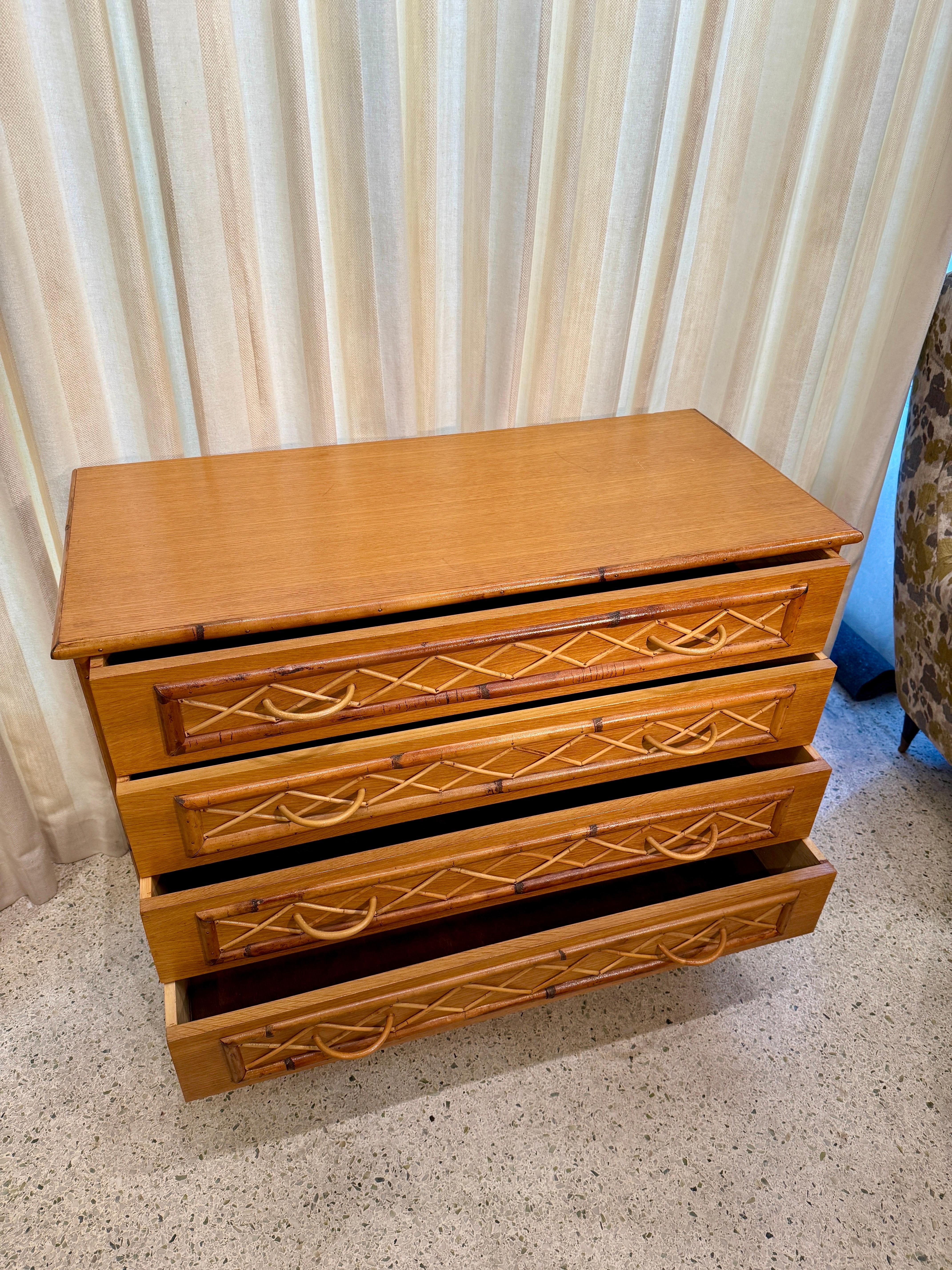 Vintage French Riviera 1960's Bamboo and Rattan Chest of Drawers 5