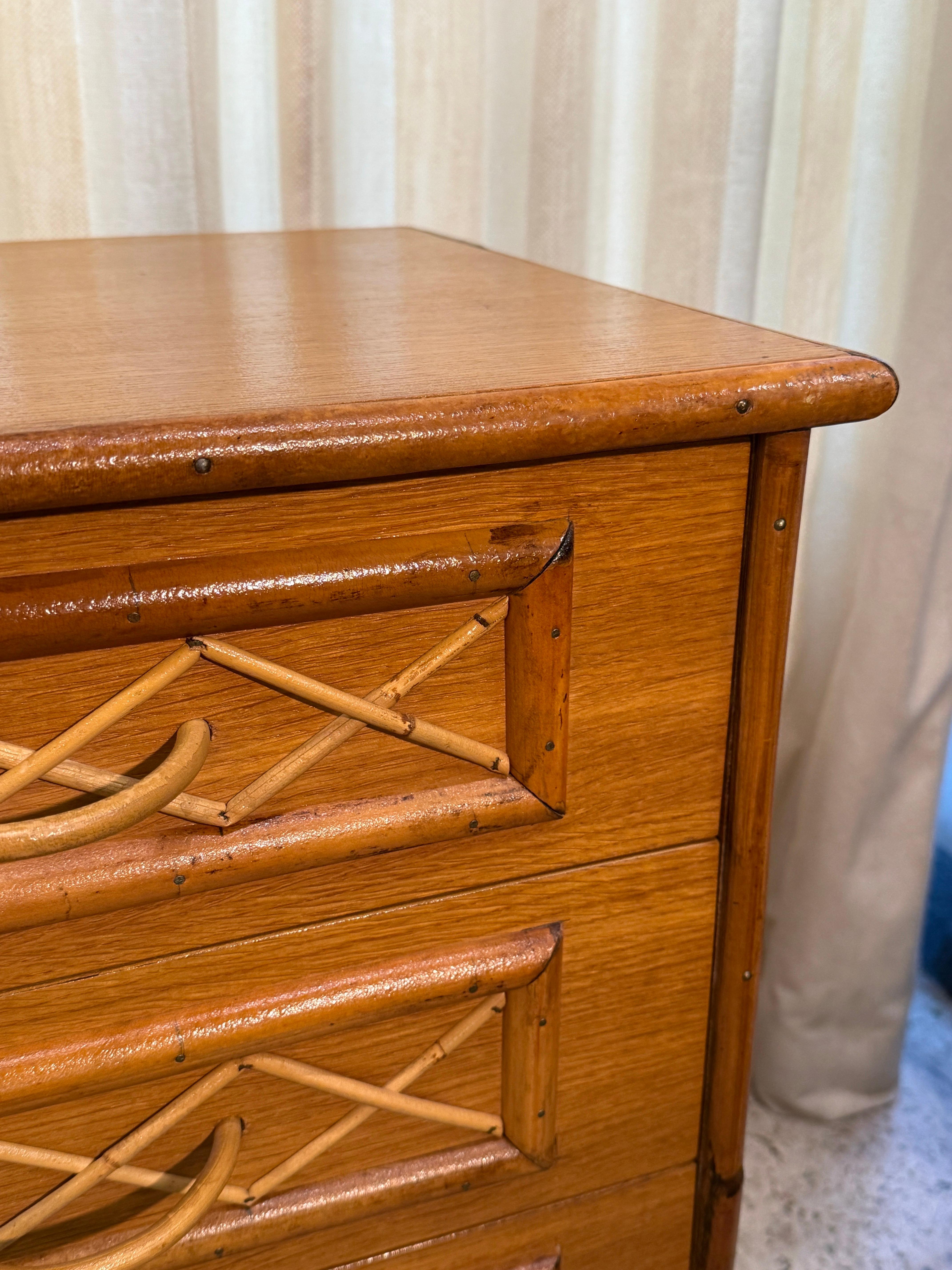 Vintage French Riviera 1960's Bamboo and Rattan Chest of Drawers 6