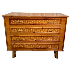 Vintage French Riviera 1960's Bamboo and Rattan Chest of Drawers
