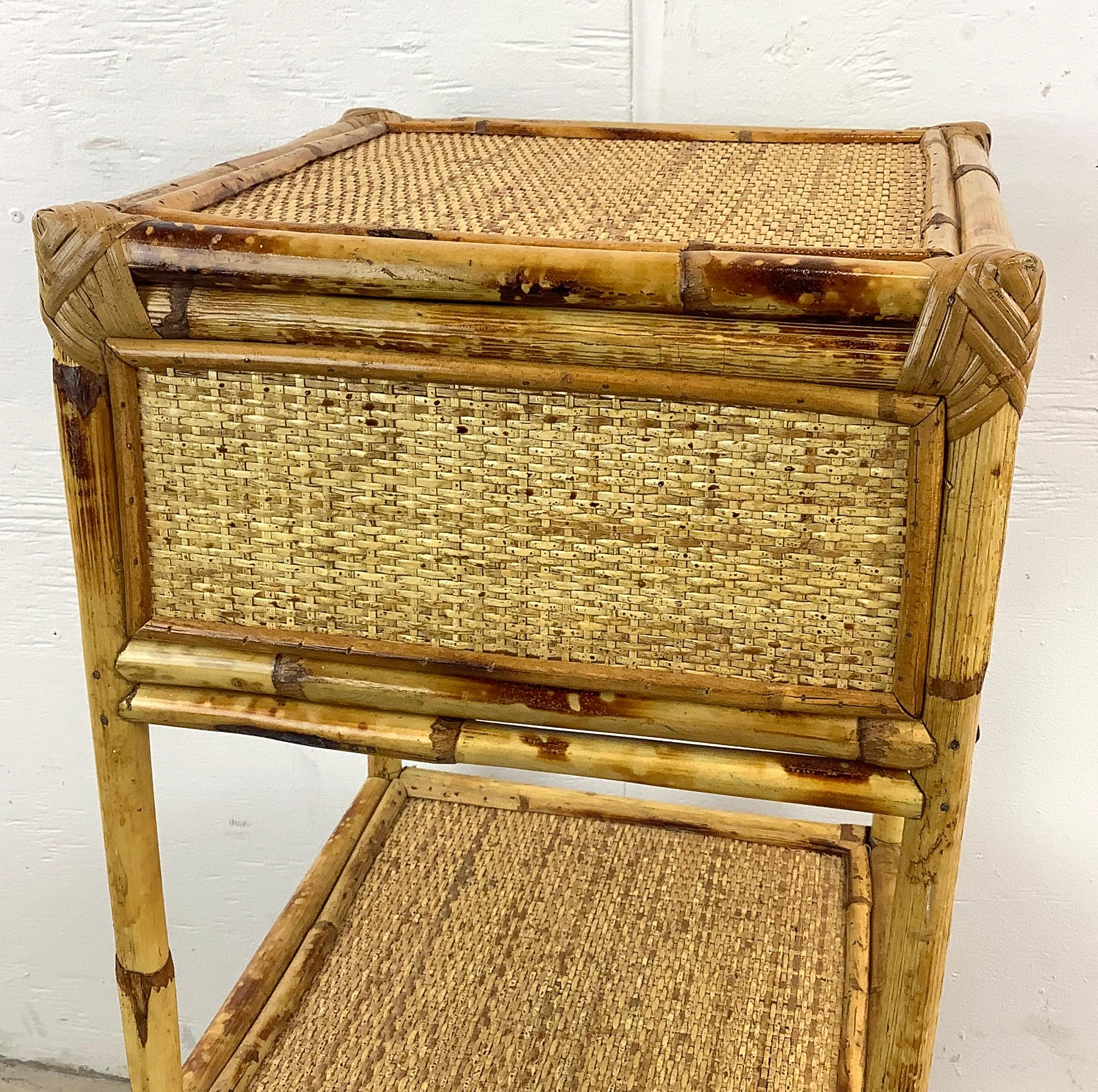 Vintage French Riviera Style Bamboo Nightstand 2