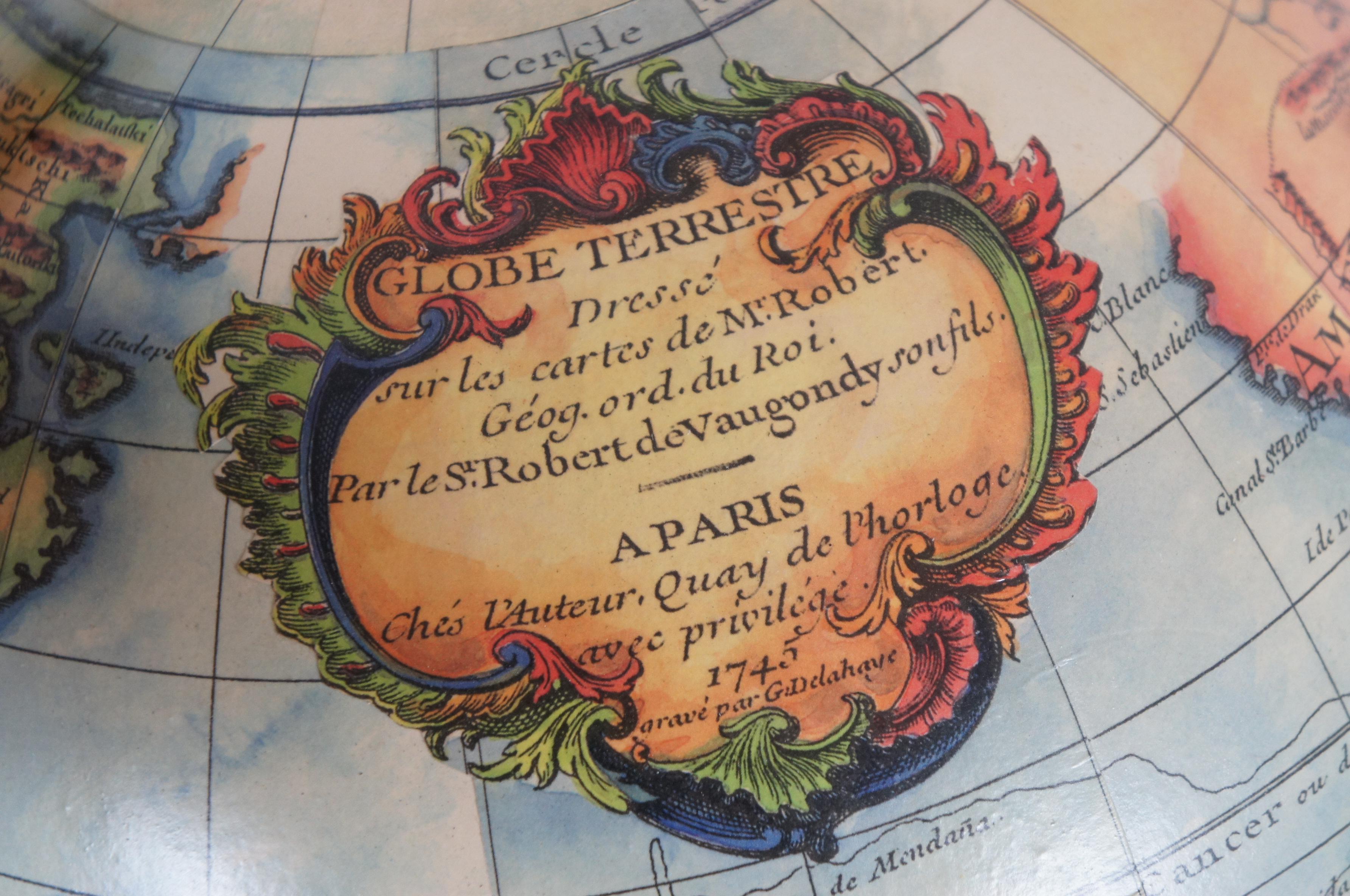 Vintage French Robert de Vaugondy 1745 Classic Terrestre Library Globe Paris 13
