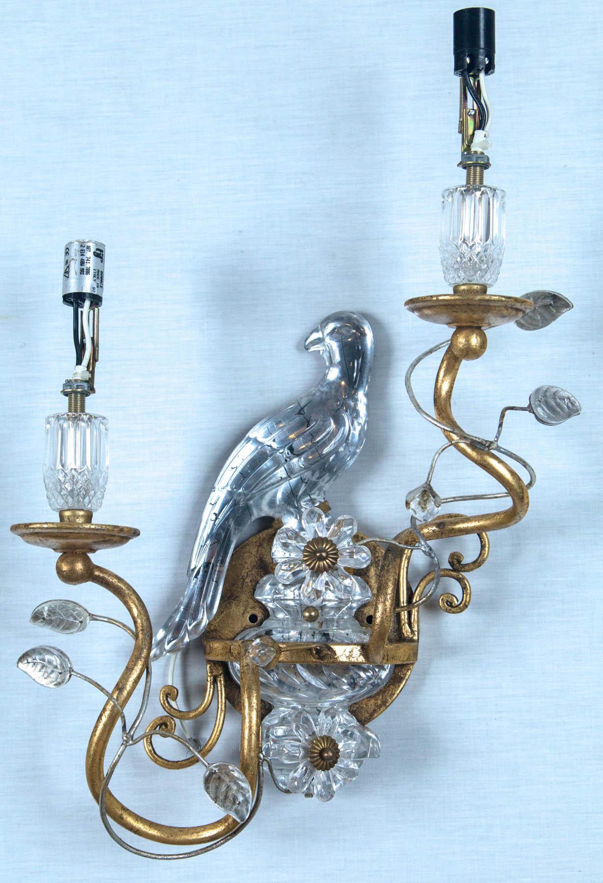 Vintage French Rock Crystal Baguès Sconces In Excellent Condition In Stamford, CT