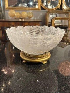 Vintage French Rock Crystal Bowl on Giltwood Stand