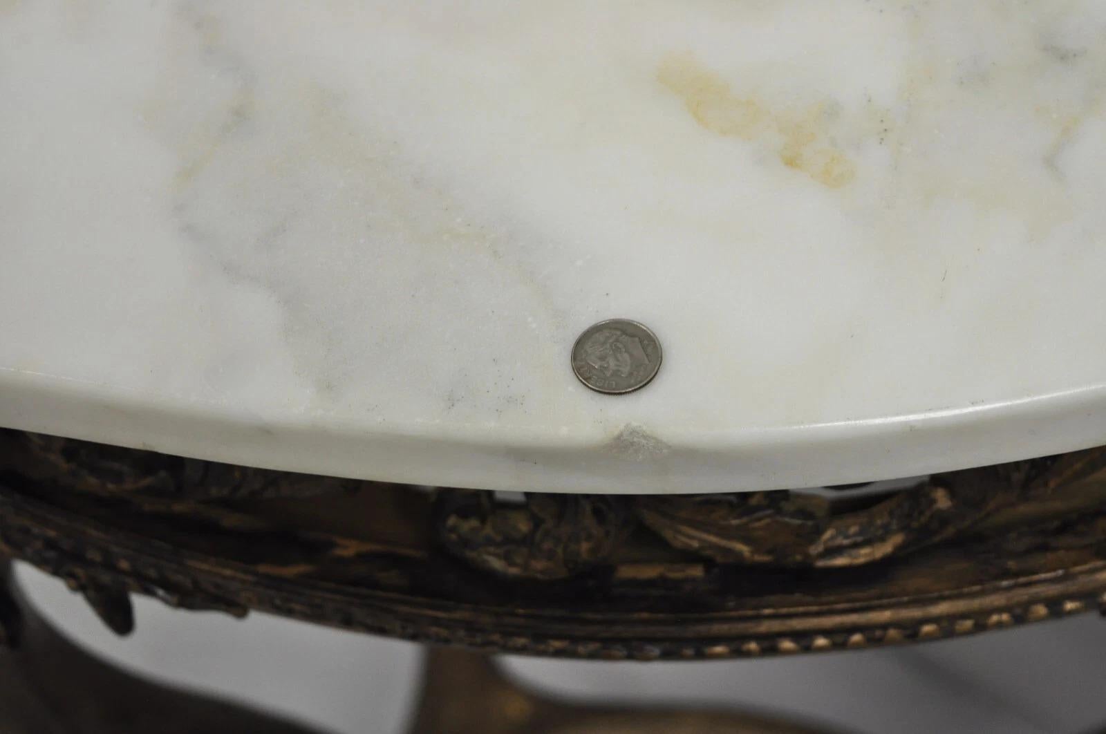 Vintage French Rococo Baroque Gold Gilt Gesso Marble Top Figural Console Table For Sale 2