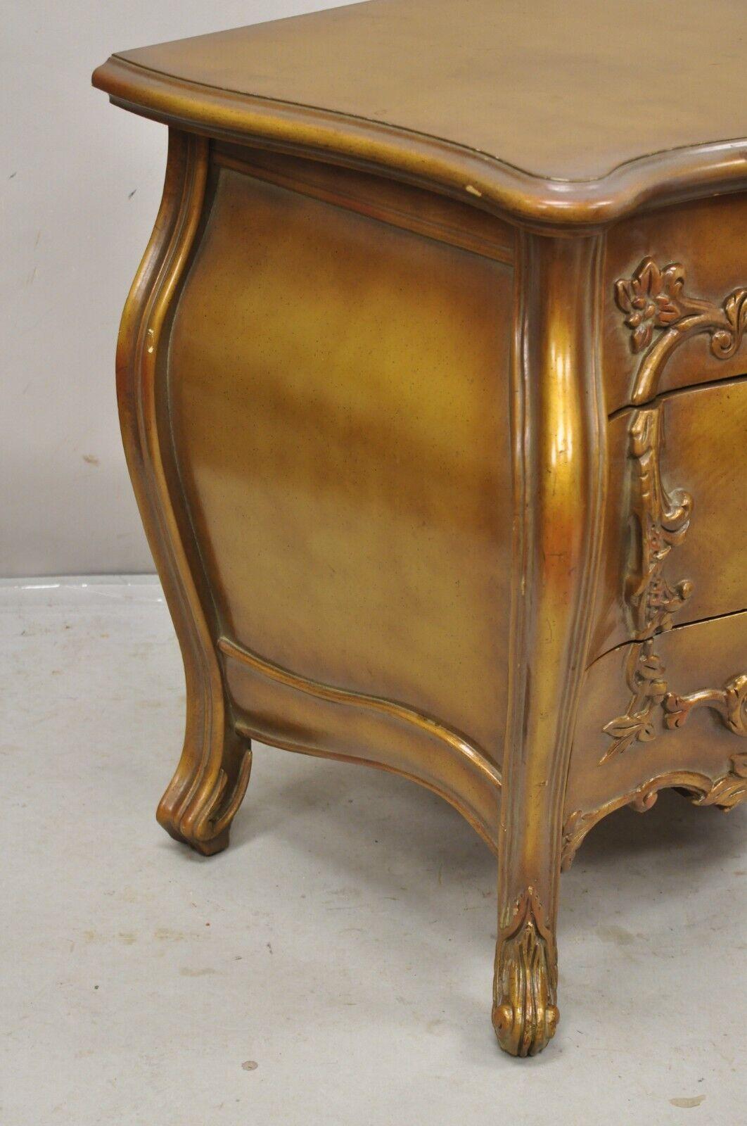Vintage French Rococo Baroque Style Gold Gilt Bombe Nightstands - a Pair For Sale 4