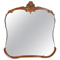 Vintage French Rococo Carved Mahogany Framed Wall Mirror