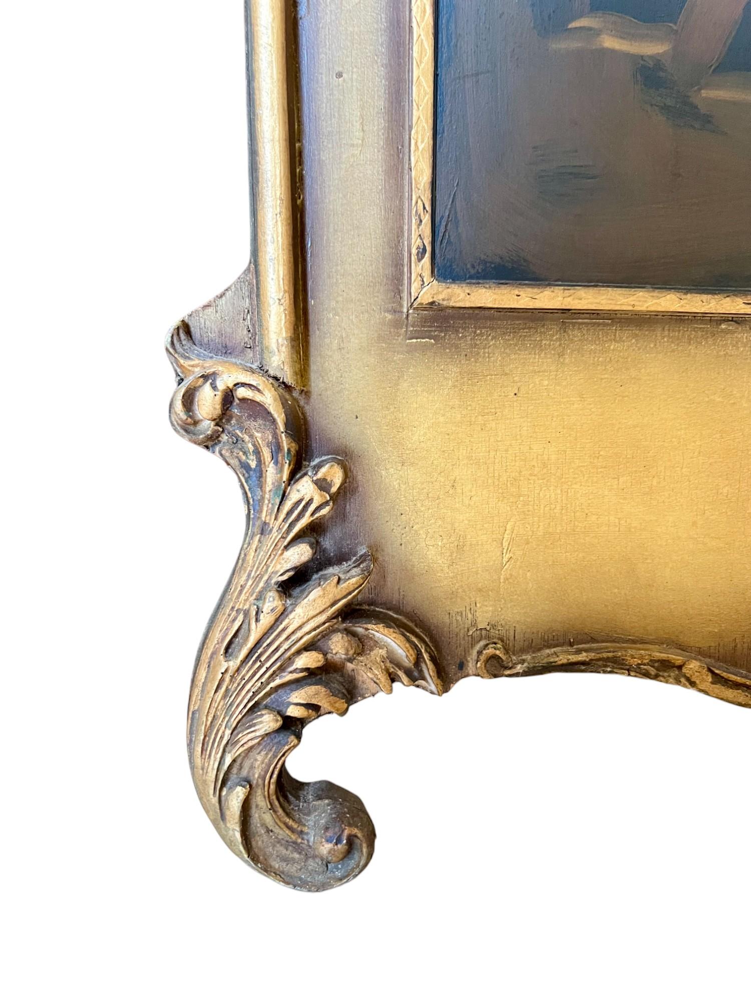 Vintage French Rococo Hand Painted Four-Panel Dressing Screen For Sale 4