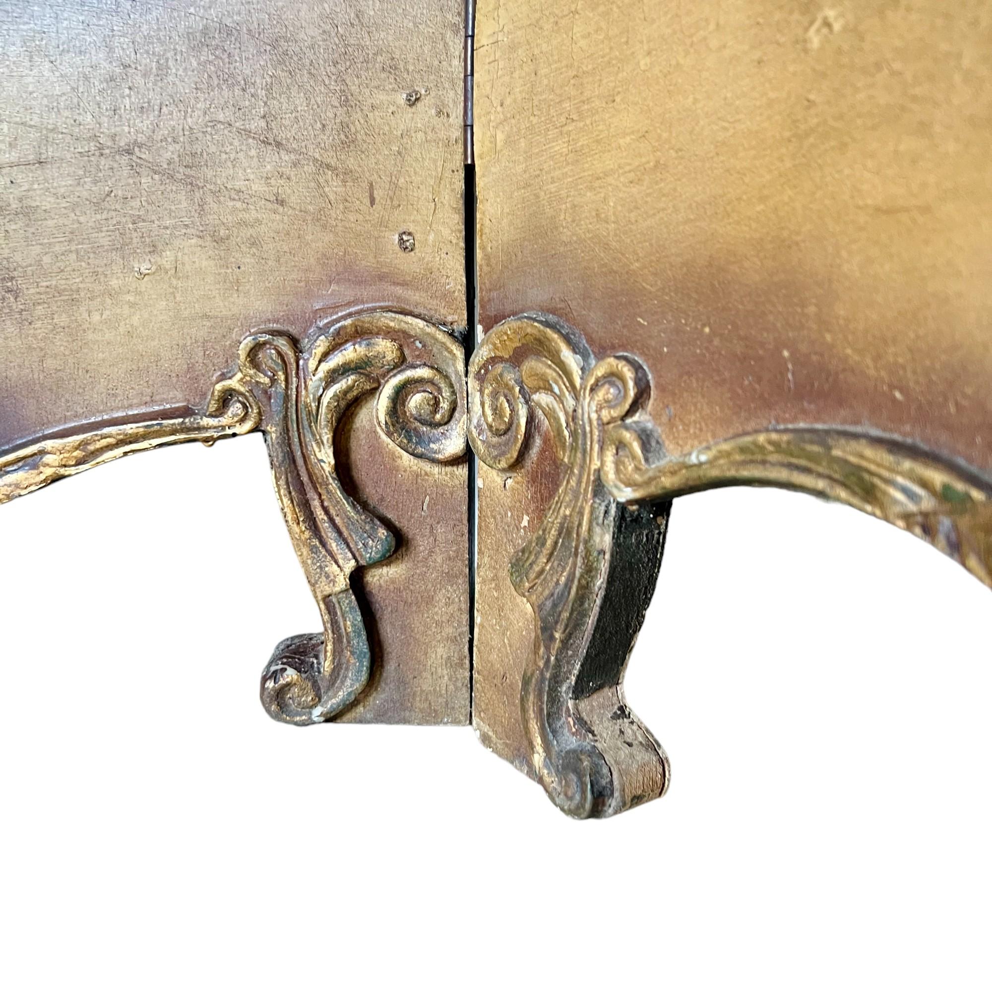 Vintage French Rococo Hand Painted Four-Panel Dressing Screen For Sale 5