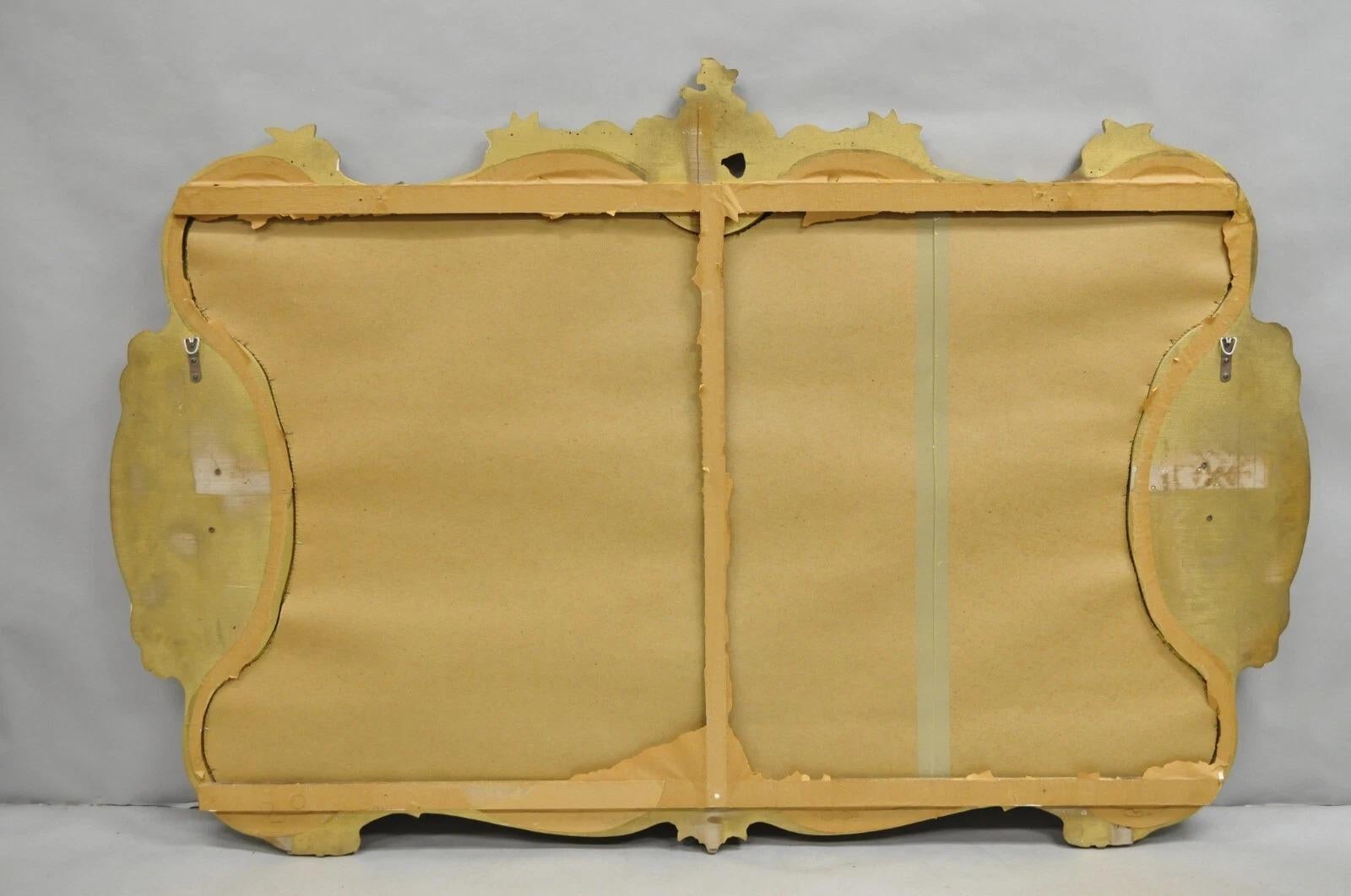 Vintage French Rococo Large Gold Wall Mirror with Bisque Figural Lovers Plaques im Angebot 3