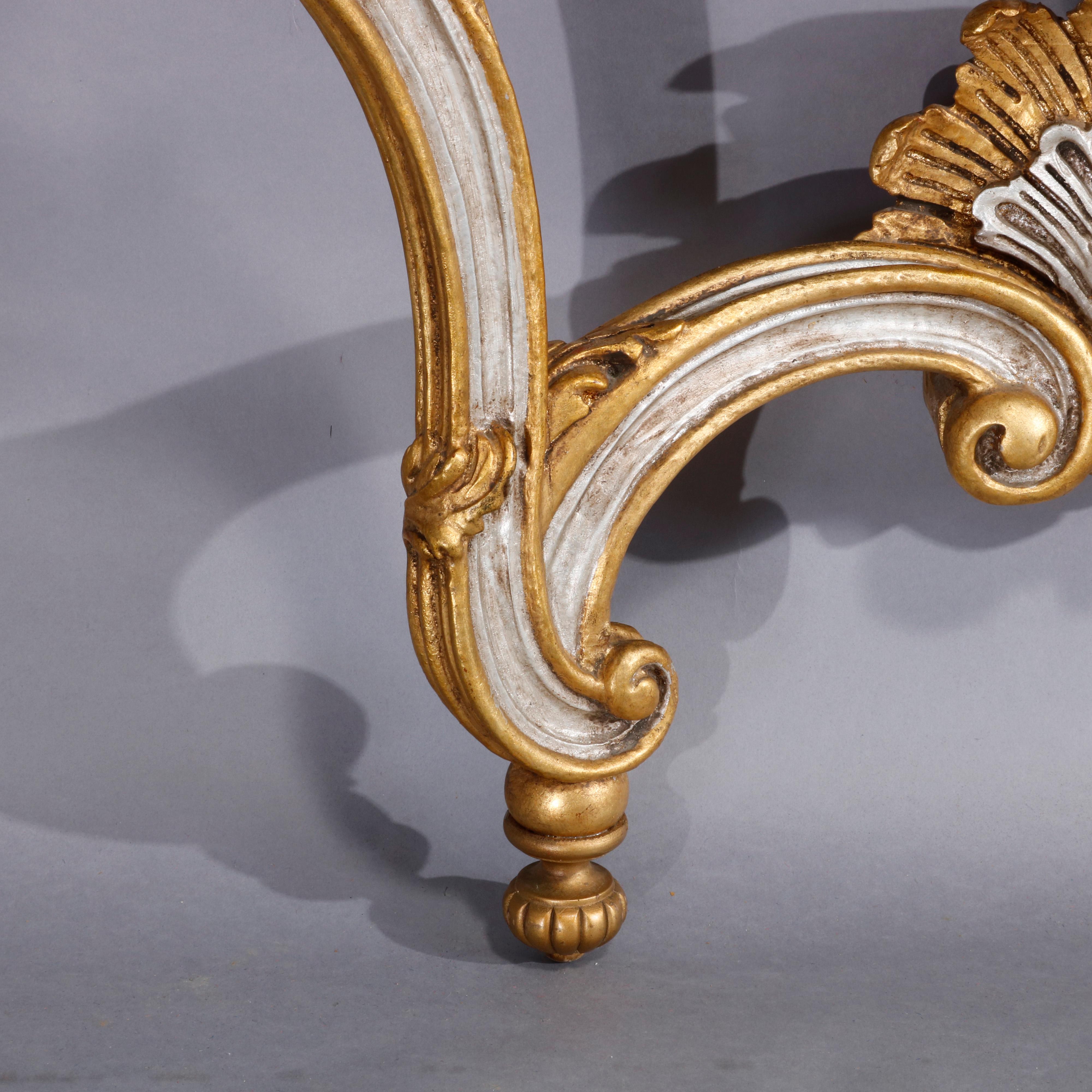 Vintage French Rococo Silver and Gold Gilt Marble Top Console by Hurtado 1