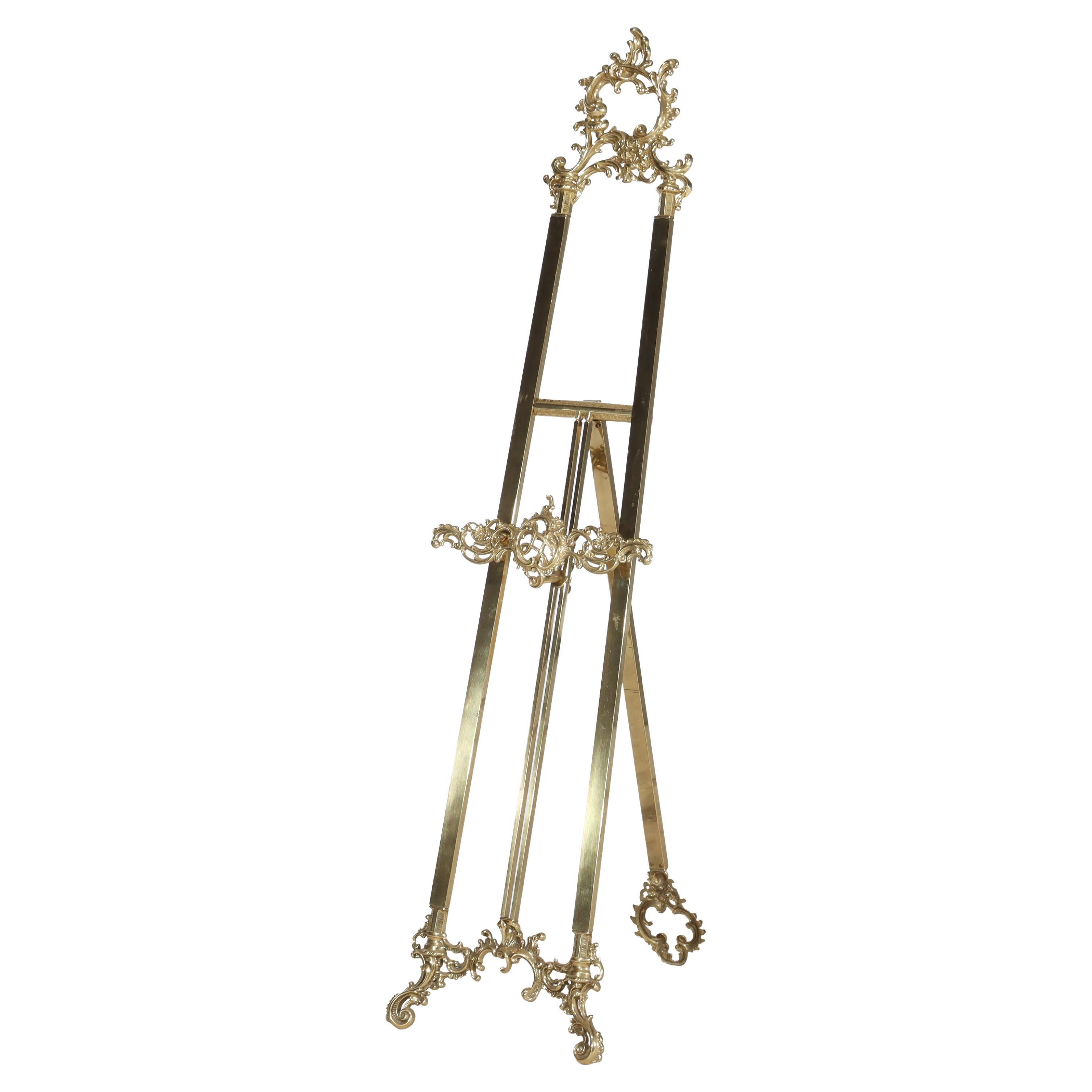 Vintage French Rococo Style Adjustable Brass Art Display Easel 20thC