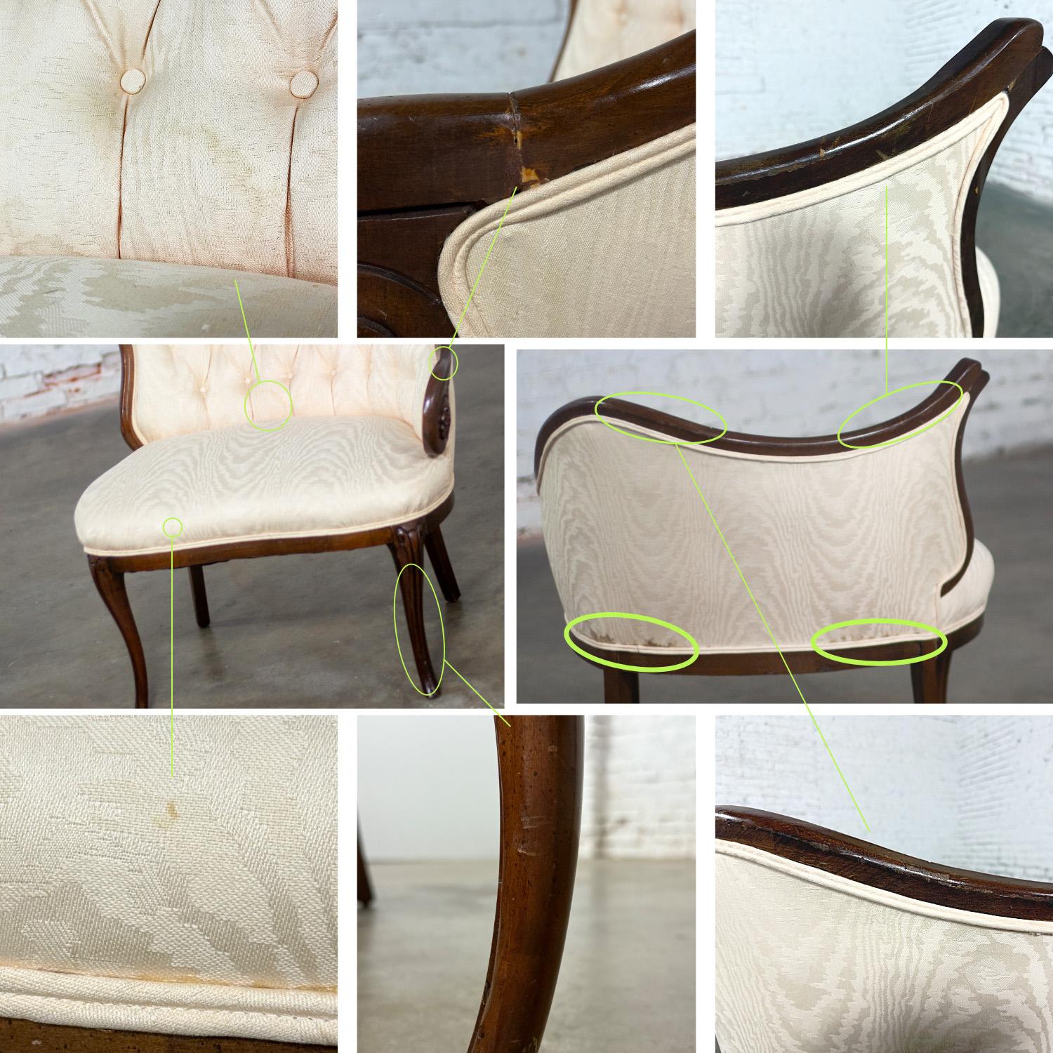 Vintage French Rococo Style Asymmetrical Ladies Parlor Chairs  w/Walnut Frames For Sale 9