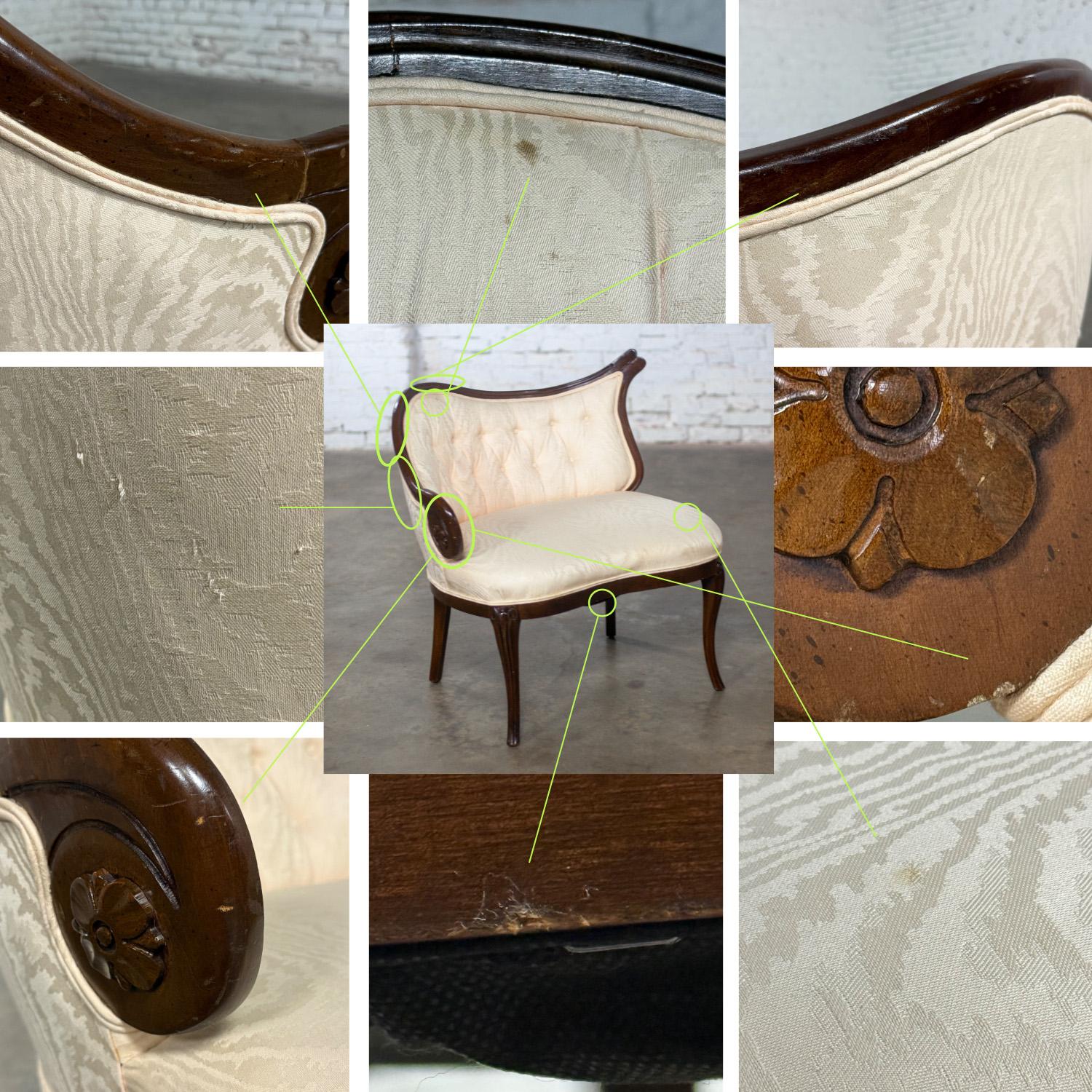 Vintage French Rococo Style Asymmetrical Ladies Parlor Chairs  w/Walnut Frames For Sale 11