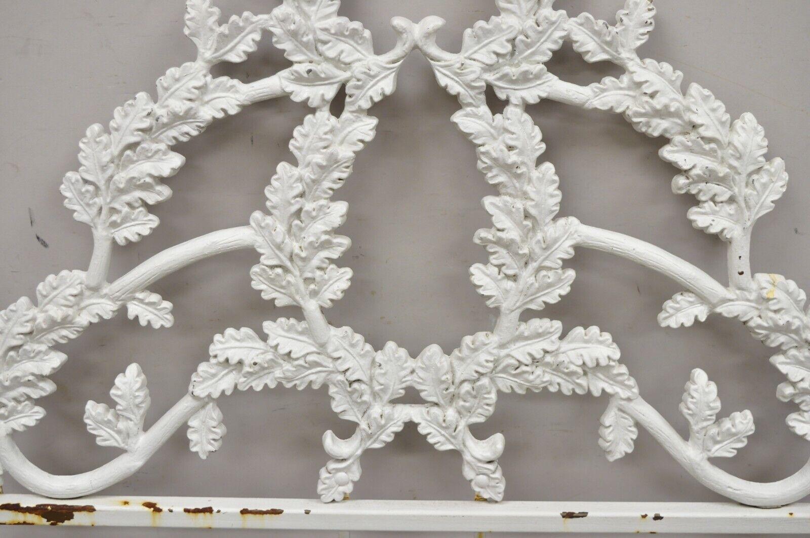 Vintage French Rococo Style Crown Branch & Leaf Twin Single Cast Iron Headboard In Good Condition For Sale In Philadelphia, PA