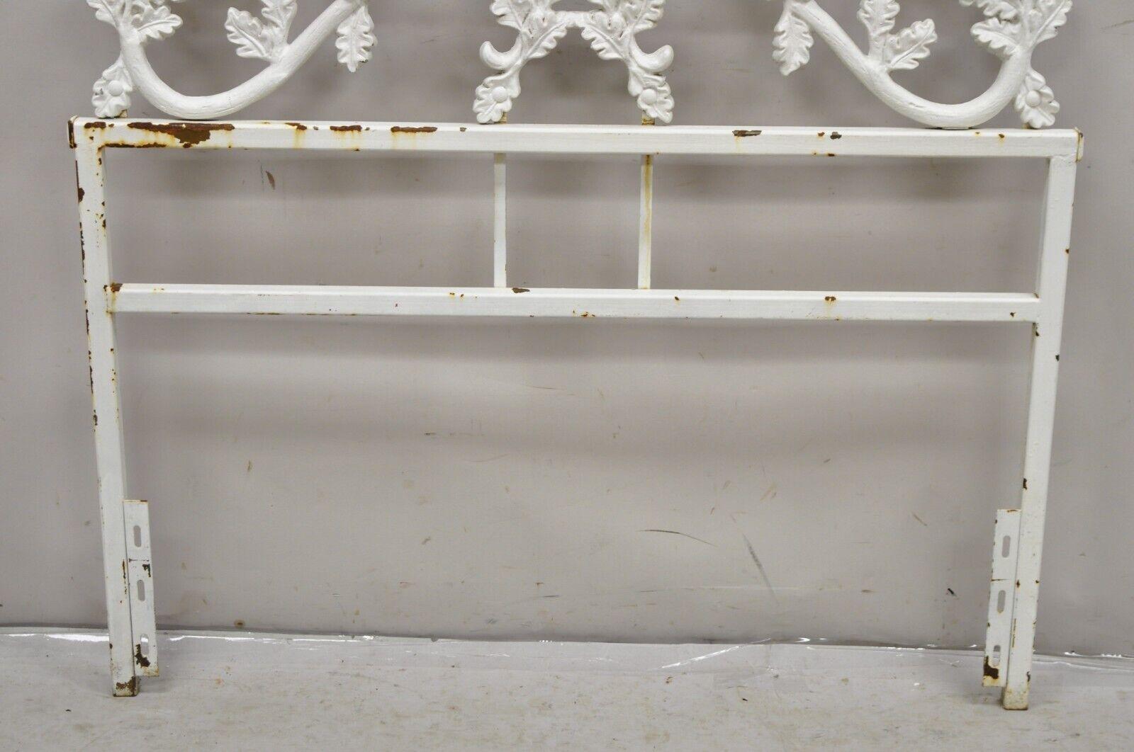 20th Century Vintage French Rococo Style Crown Branch & Leaf Twin Single Cast Iron Headboard For Sale