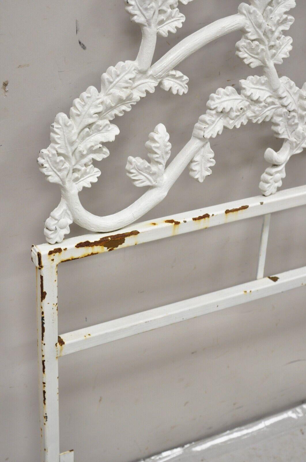 Vintage French Rococo Style Crown Branch & Leaf Twin Single Cast Iron Headboard For Sale 2