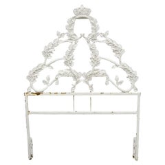 Vintage French Rococo Style Crown Branch & Leaf Twin Single Cast Iron Headboard