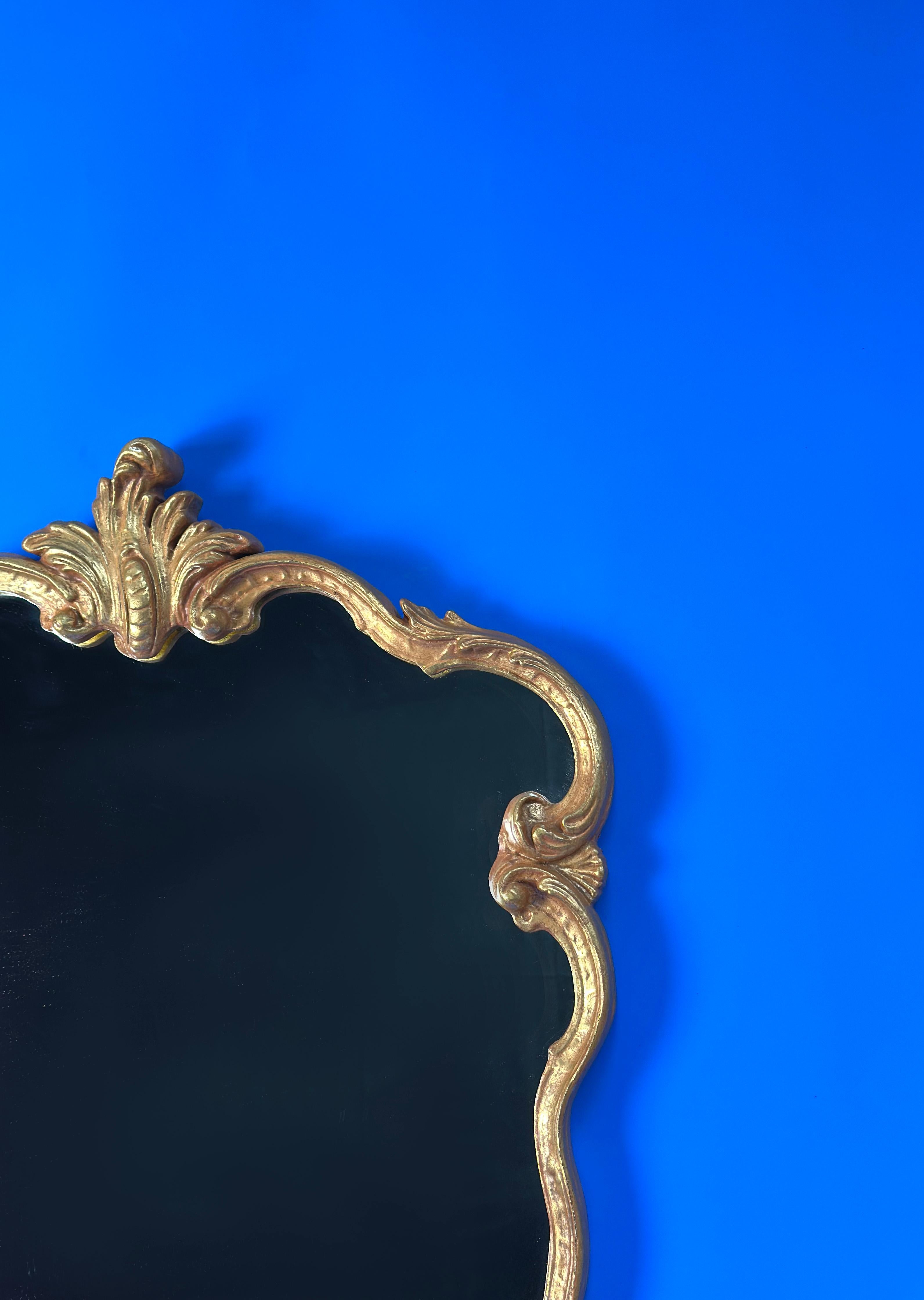 Gilt Vintage French, Rococo Style, Gilded Wall Mirror - Circa 1960s For Sale