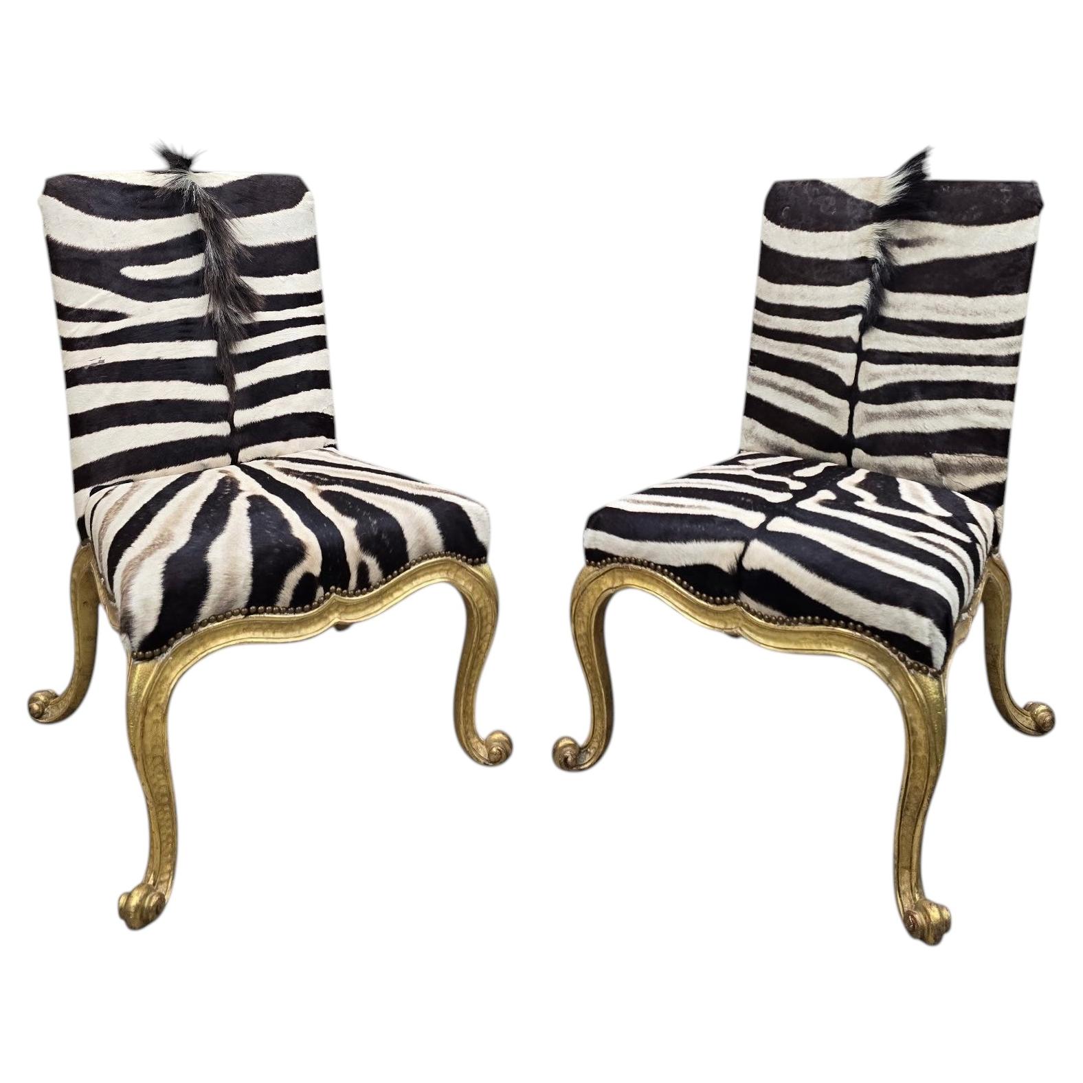 Vintage French Rococo Style Giltwood Side Chairs Newly Reupholstered - Pair For Sale