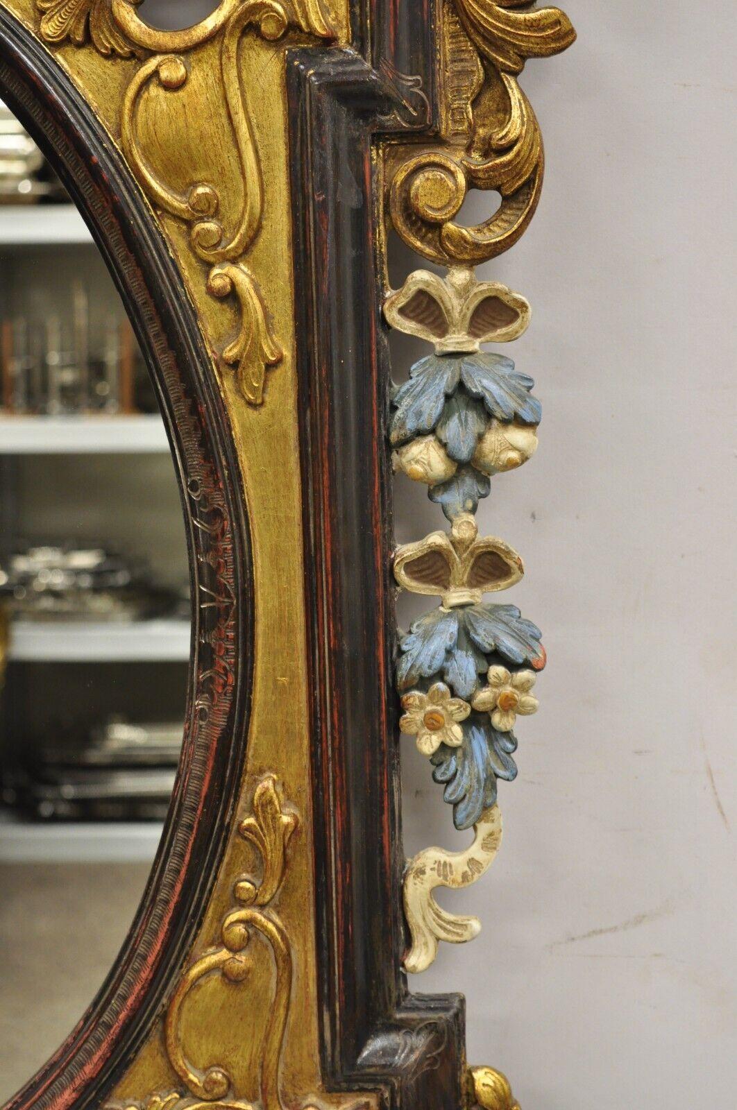 Glass Vintage French Rococo Style Gold Gilt Scroll Carved Wood Italian Wall Mirror For Sale