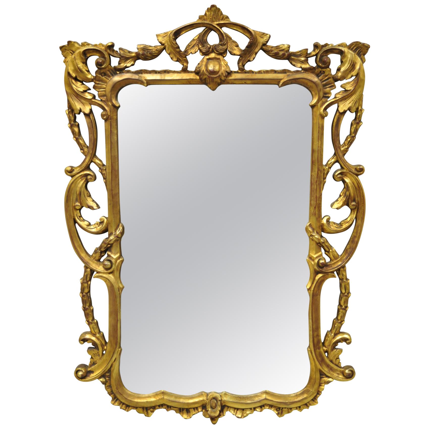Vintage French Rococo Style Gold Ornate Pierce Carved Frame Wall Mirror For  Sale at 1stDibs | ornate gold frame, gold ornate frame, ornate wall mirror