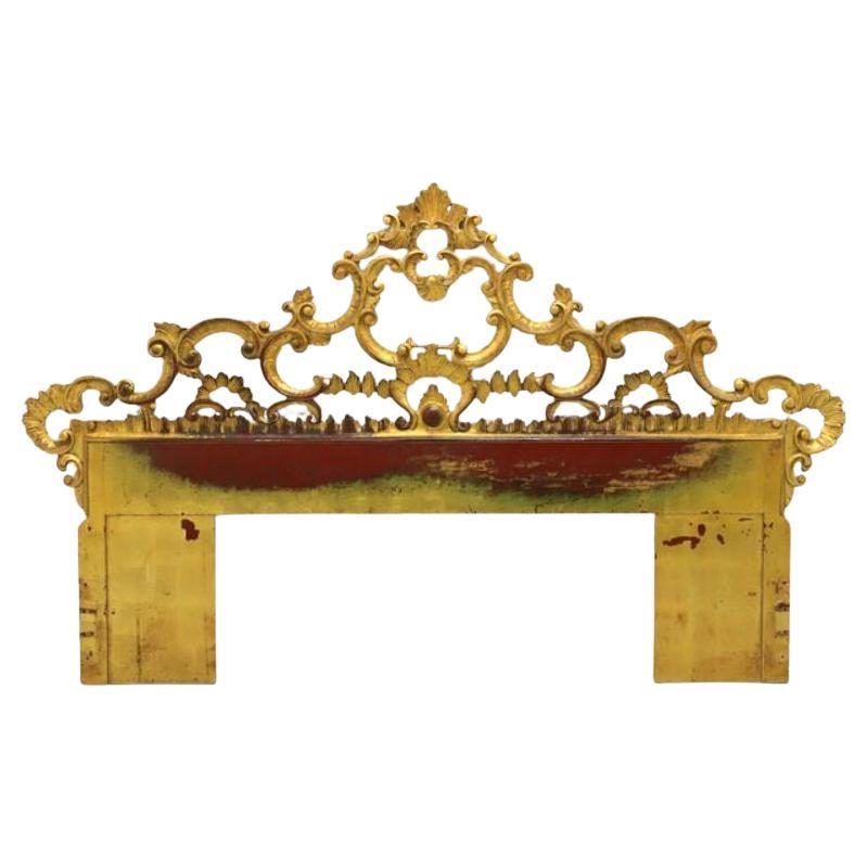 French Rococo Style Gold Painted Metal King Headboard
