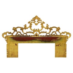 French Rococo Style Gold Painted Metal King Headboard