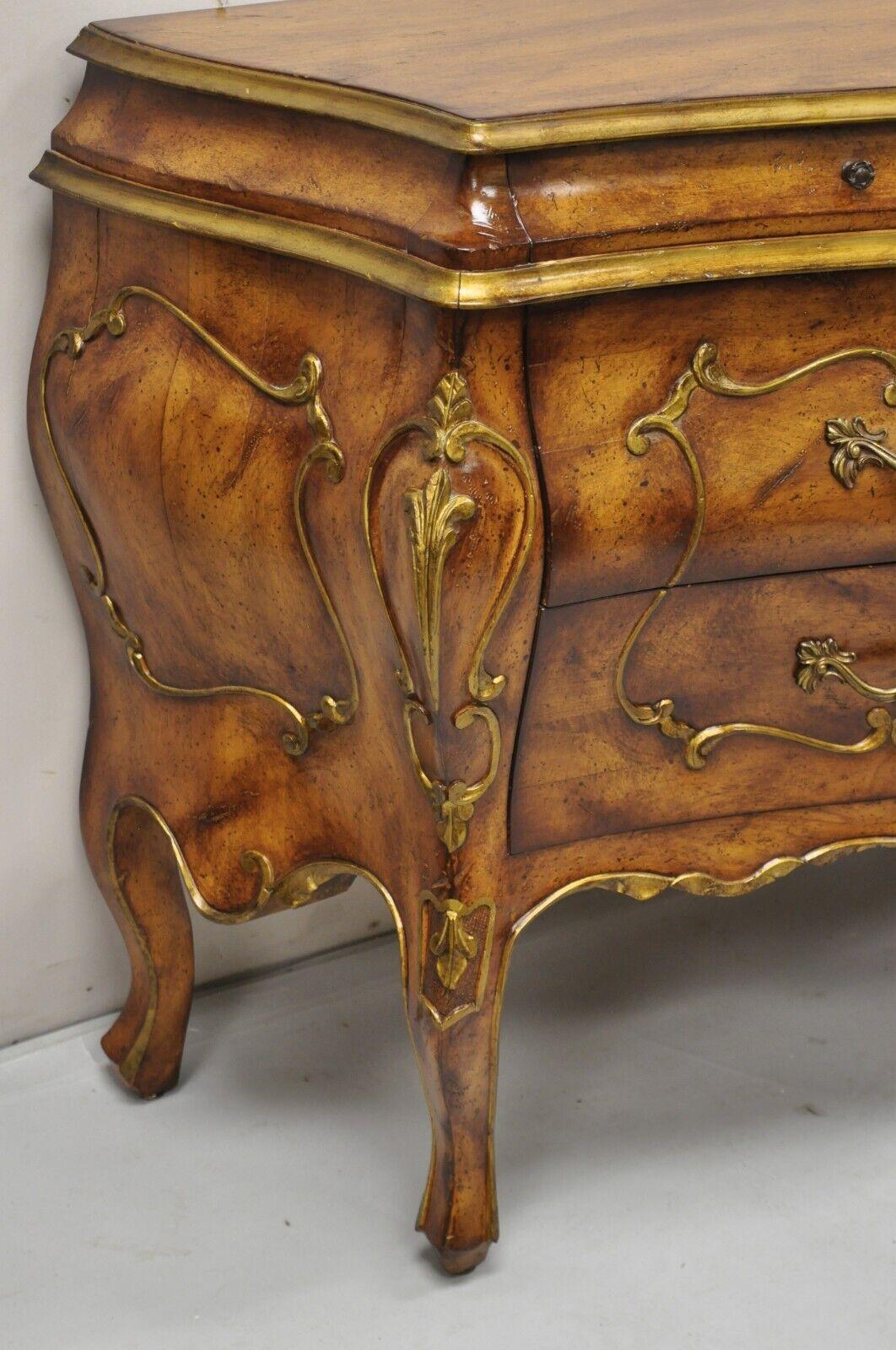 Vintage French Rococo Style Italian Bombe 4 Drawer Commode Chest Dresser 6