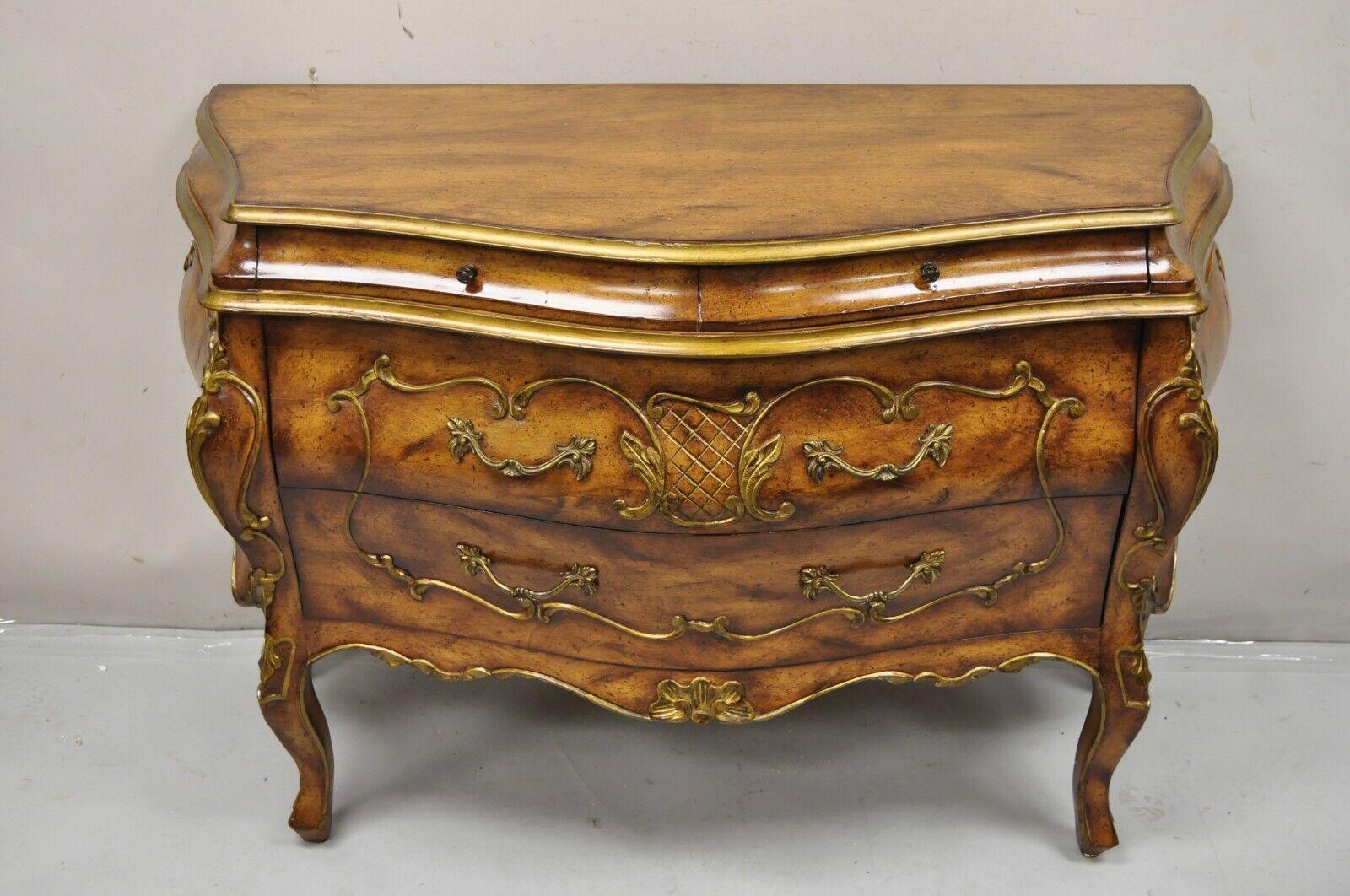 Vintage French Rococo Style Italian Bombe 4 Drawer Commode Chest Dresser 7