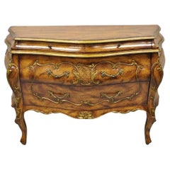 Vintage French Rococo Style Italian Bombe 4 Drawer Commode Chest Dresser