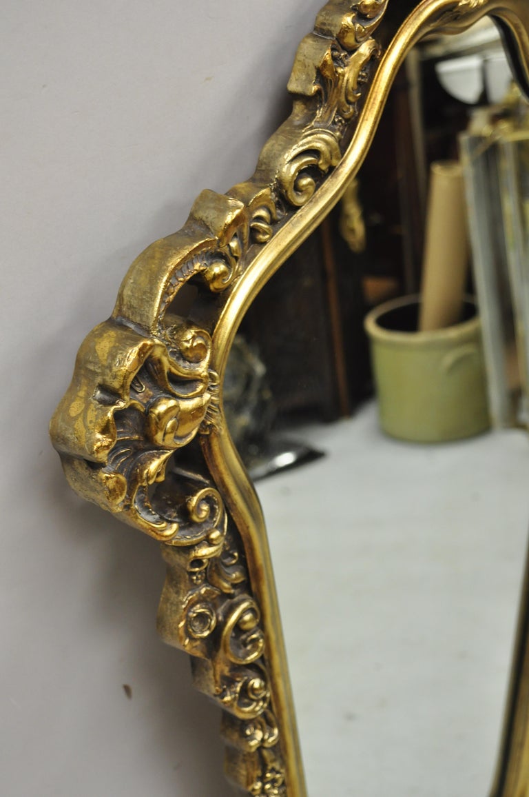 Vintage French Rococo Style Ornate Gold Frame Console Wall Mirror For ...