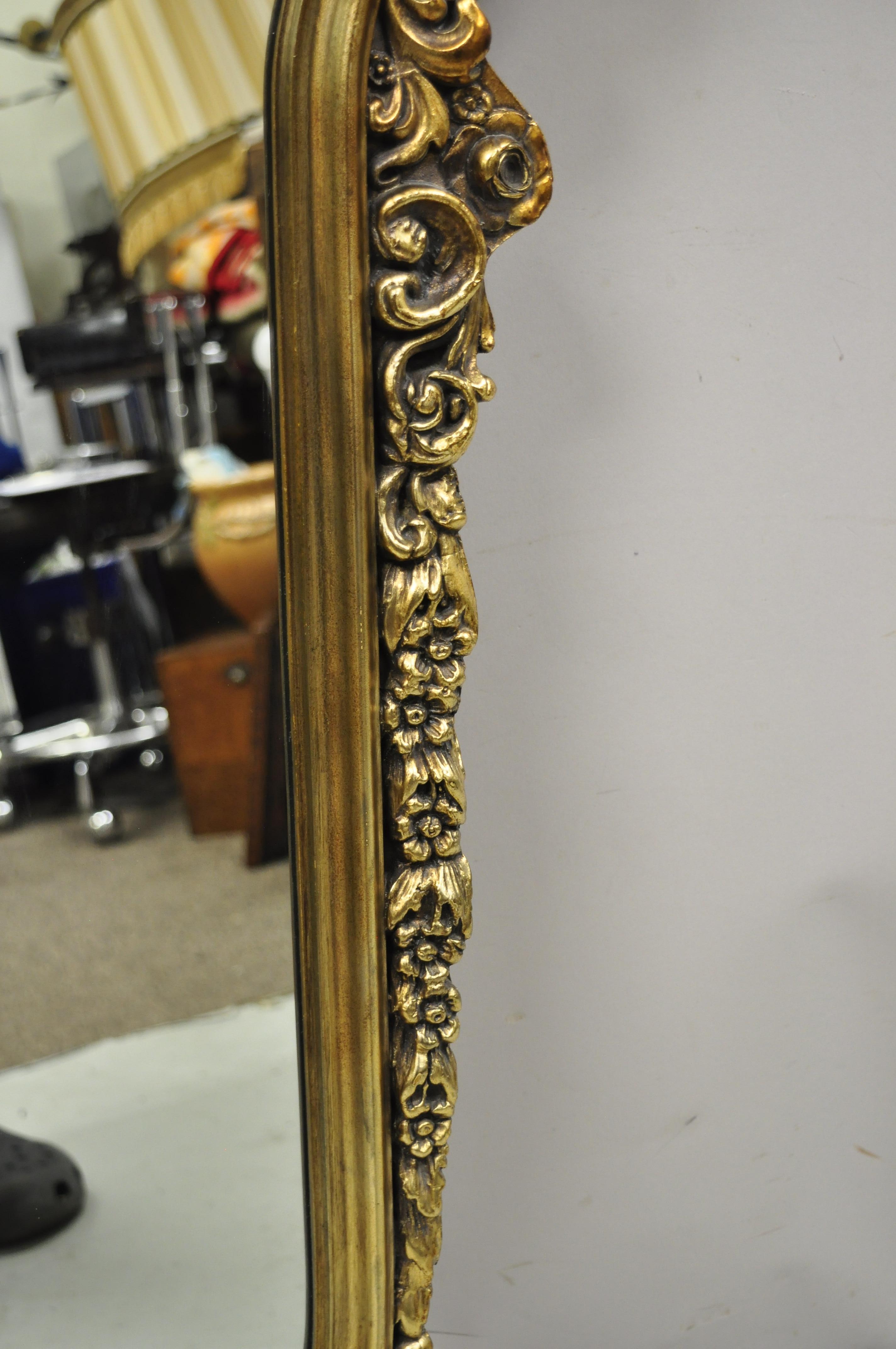 North American Vintage French Rococo Style Ornate Gold Frame Console Wall Mirror For Sale