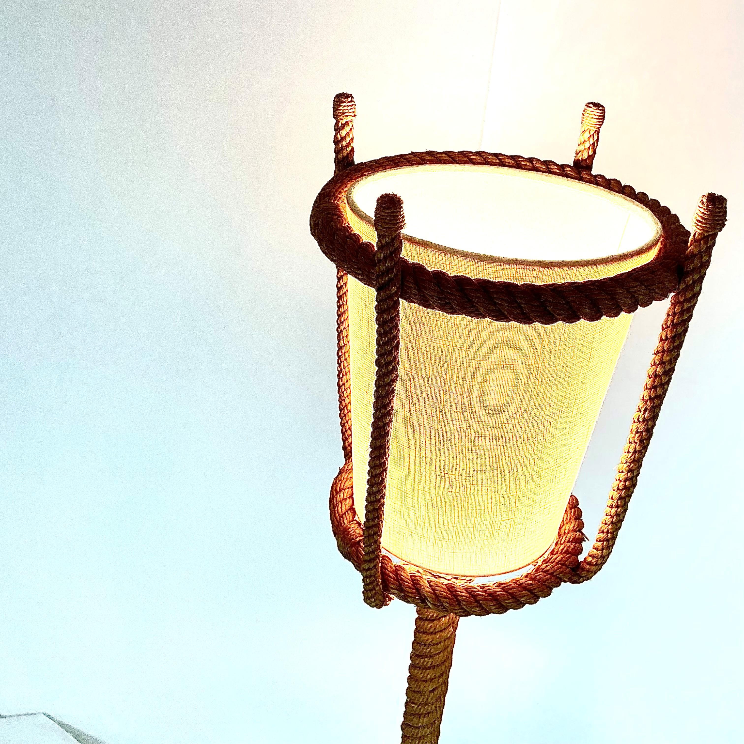 Mid-20th Century Vintage French Rope Floor Lamp For Sale
