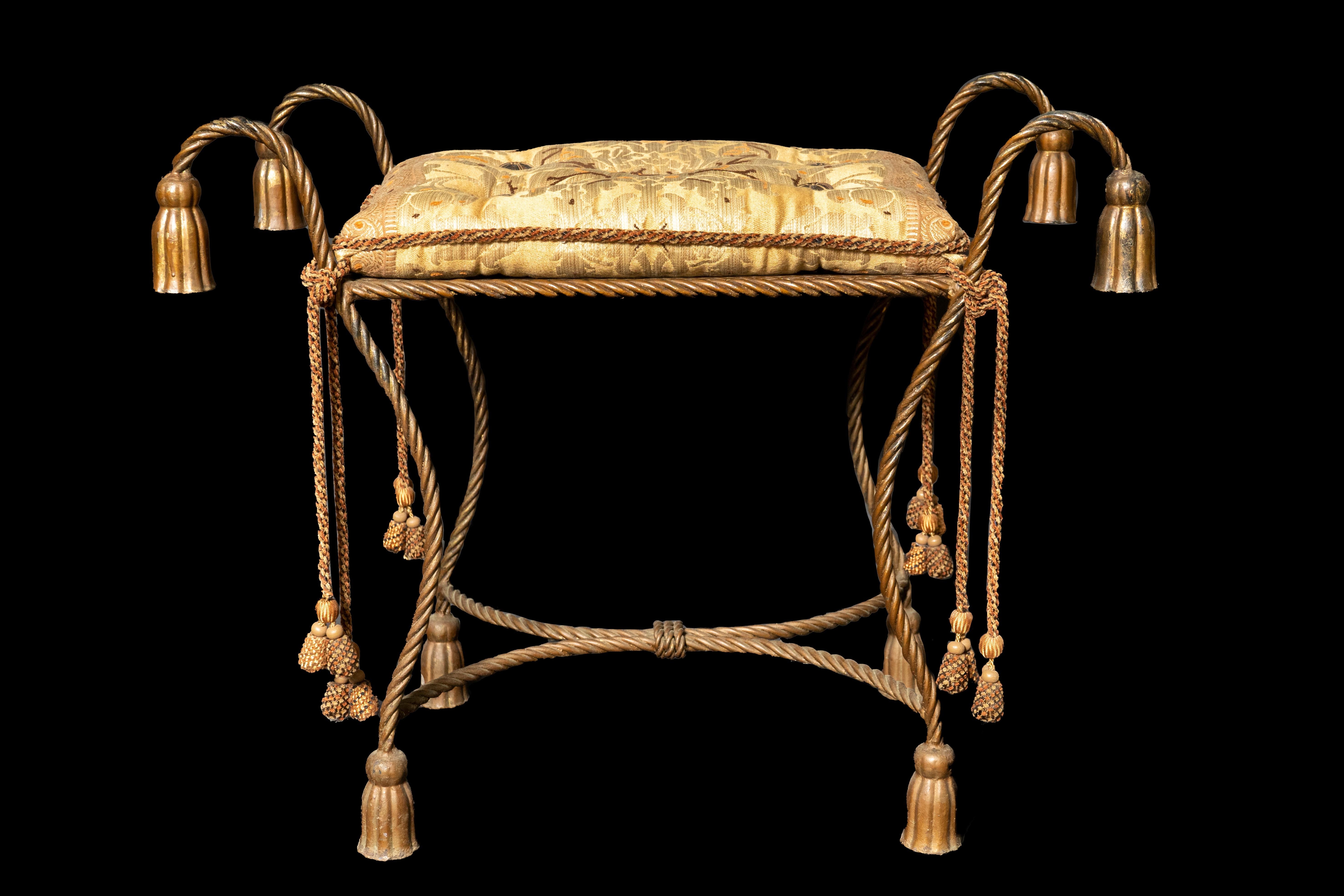 Vintage French rope vanity seat:

Measures: 16