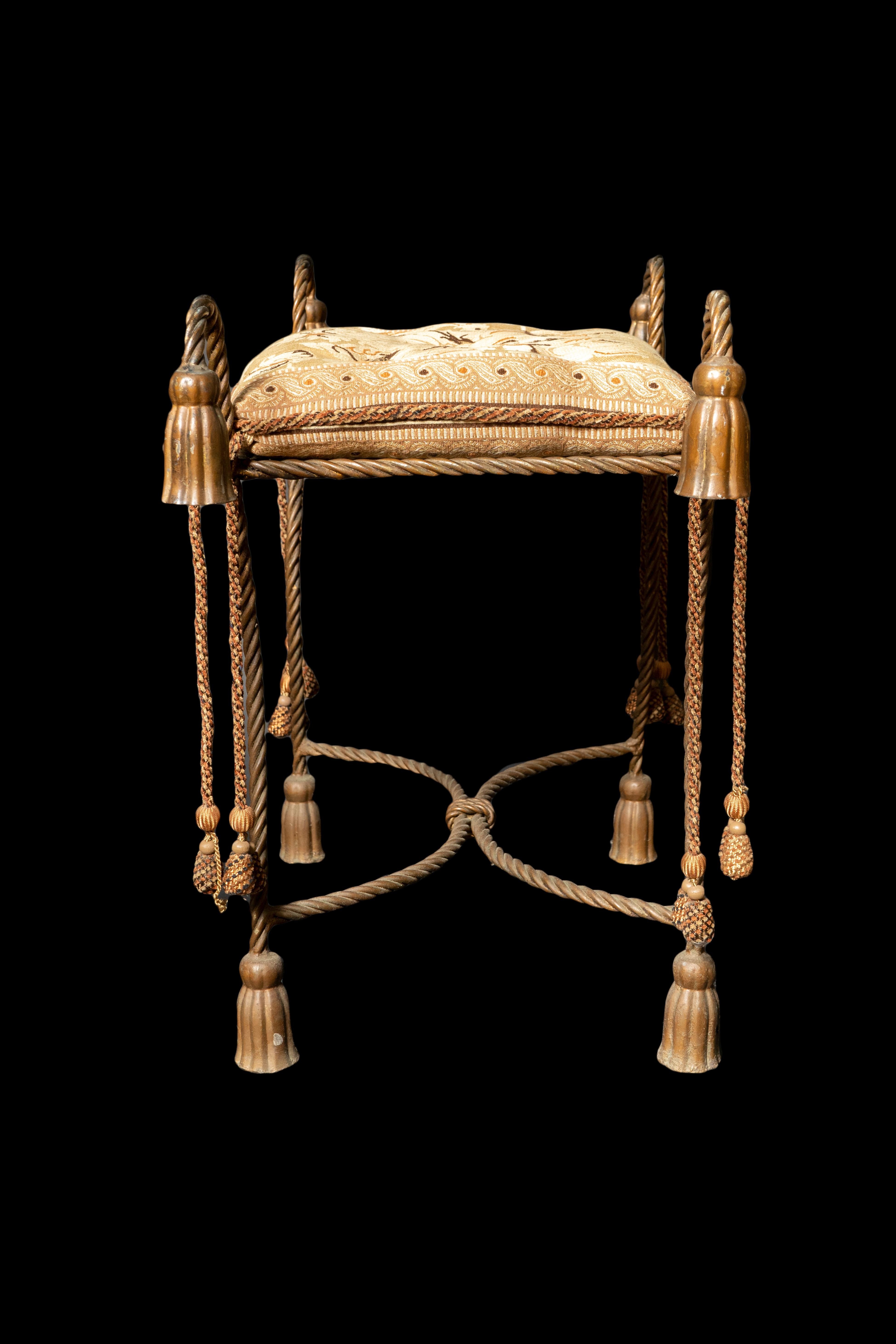 20th Century Vintage French Rope Vanity Seat